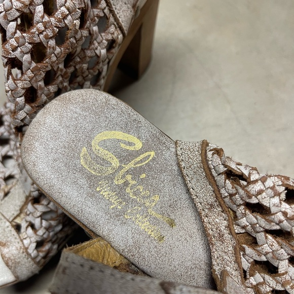 Sbicca Vintage Collection Hand Distressed Wood Platform Heels Size 8 - Picture 4 of 4